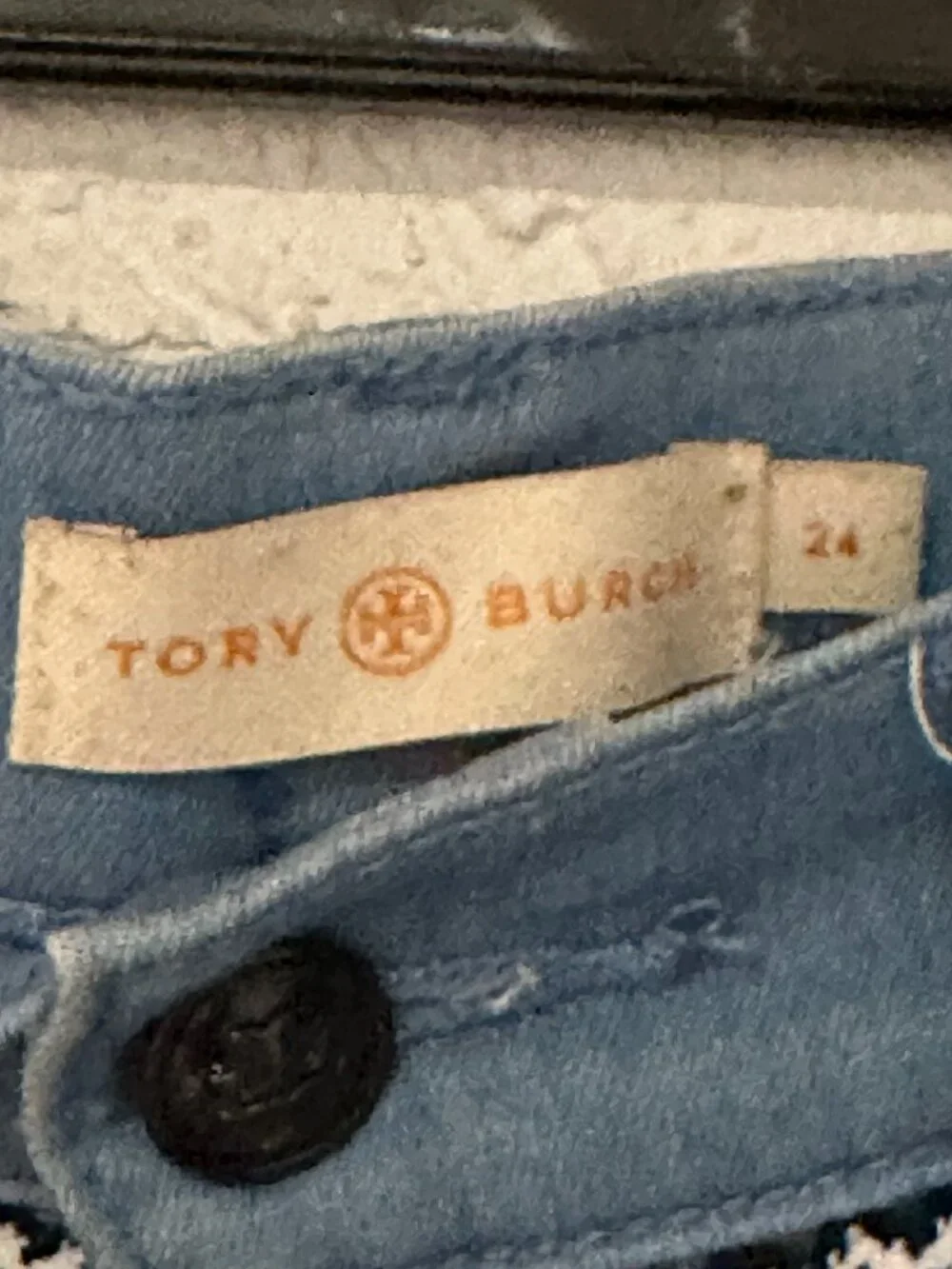 Tory Burch Light Wash Ruffle Trim Capri Jeans Size 24